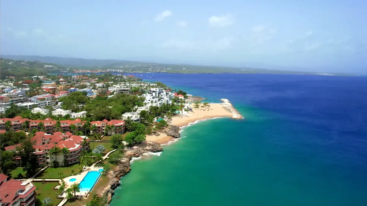 Aerial view of the coast near Sosúa
